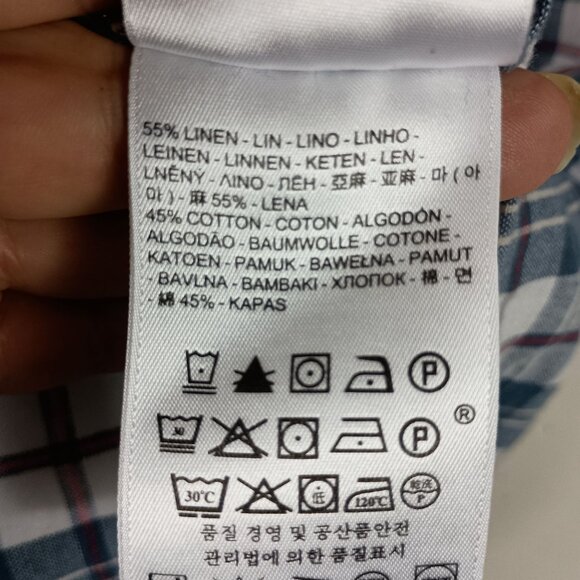 Levis Mens Short Sleeve Plaid Shirt Standard Fit XL Linen Cotton Summer Casual - Picture 4 of 6